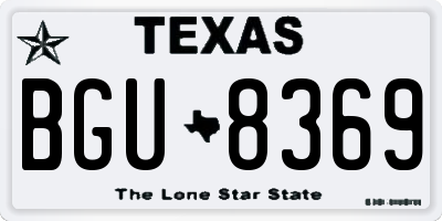TX license plate BGU8369