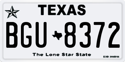 TX license plate BGU8372