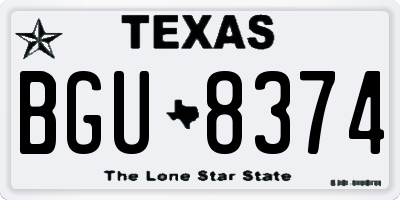 TX license plate BGU8374