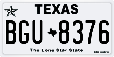 TX license plate BGU8376