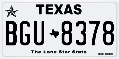 TX license plate BGU8378