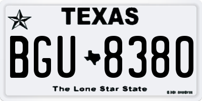 TX license plate BGU8380