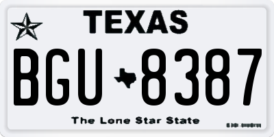 TX license plate BGU8387
