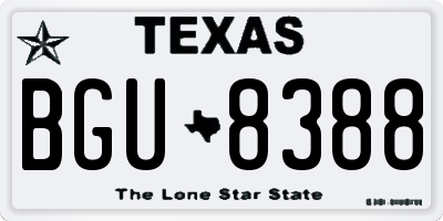TX license plate BGU8388