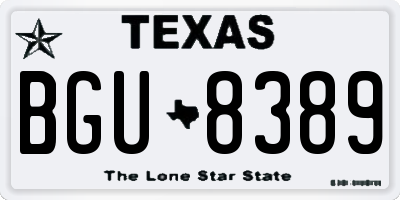 TX license plate BGU8389
