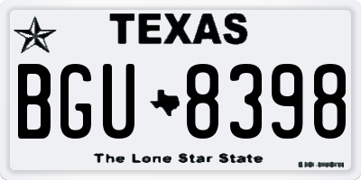 TX license plate BGU8398