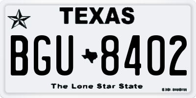 TX license plate BGU8402