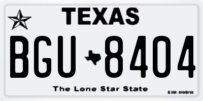 TX license plate BGU8404