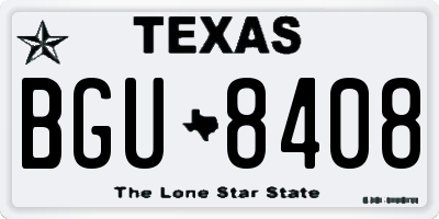 TX license plate BGU8408