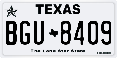 TX license plate BGU8409