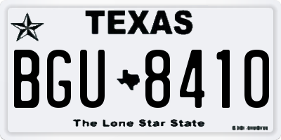 TX license plate BGU8410