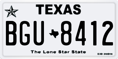TX license plate BGU8412