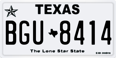 TX license plate BGU8414
