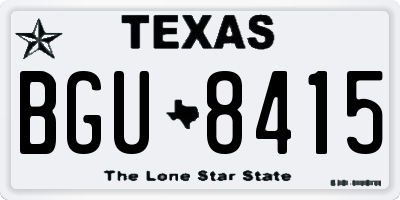 TX license plate BGU8415