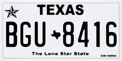 TX license plate BGU8416