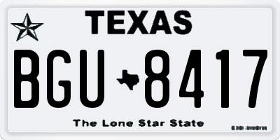 TX license plate BGU8417