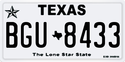 TX license plate BGU8433
