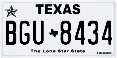 TX license plate BGU8434