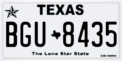 TX license plate BGU8435