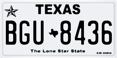 TX license plate BGU8436