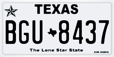 TX license plate BGU8437