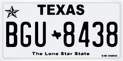 TX license plate BGU8438