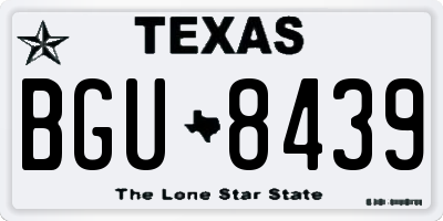 TX license plate BGU8439