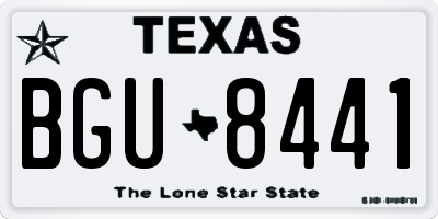 TX license plate BGU8441