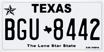 TX license plate BGU8442