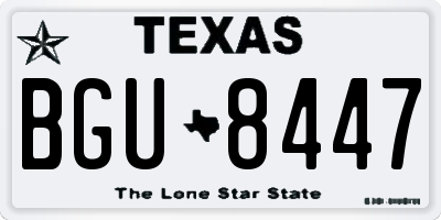 TX license plate BGU8447