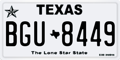 TX license plate BGU8449