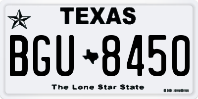 TX license plate BGU8450
