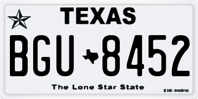 TX license plate BGU8452