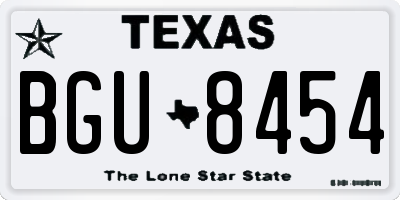 TX license plate BGU8454