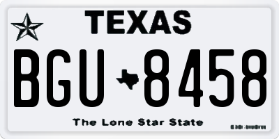 TX license plate BGU8458