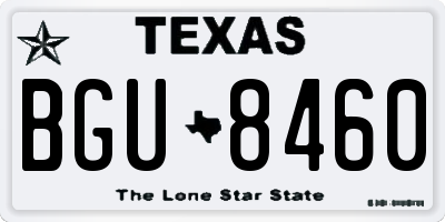TX license plate BGU8460
