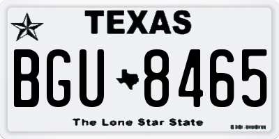 TX license plate BGU8465