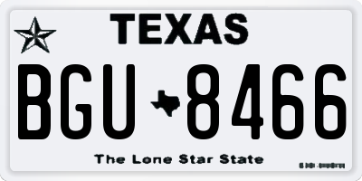 TX license plate BGU8466