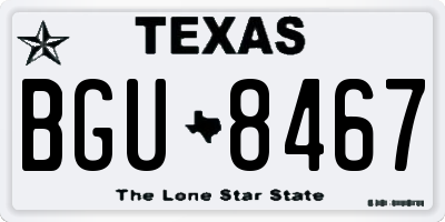 TX license plate BGU8467