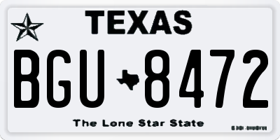 TX license plate BGU8472