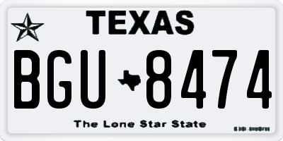 TX license plate BGU8474