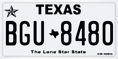 TX license plate BGU8480