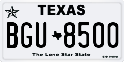 TX license plate BGU8500