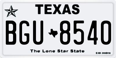TX license plate BGU8540