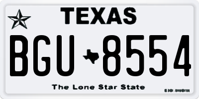 TX license plate BGU8554