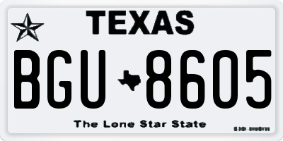 TX license plate BGU8605