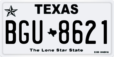 TX license plate BGU8621