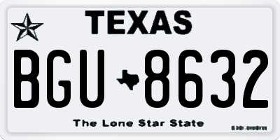 TX license plate BGU8632