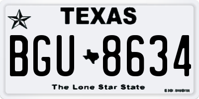 TX license plate BGU8634
