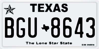TX license plate BGU8643